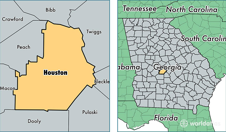 location of Houston county on a map