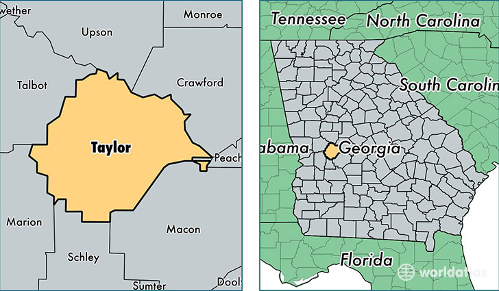 location of Taylor county on a map