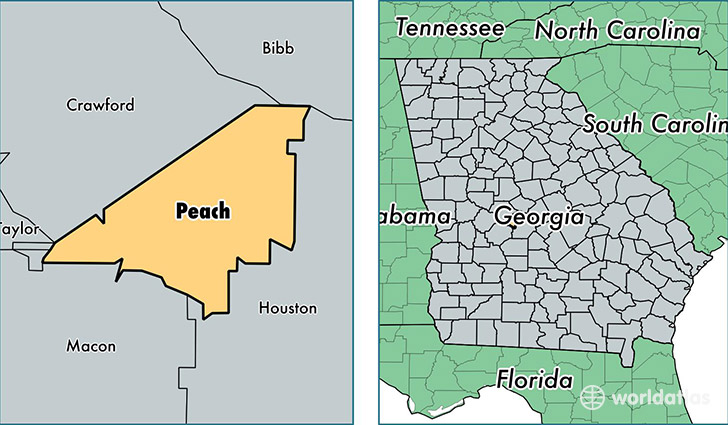 location of Peach county on a map