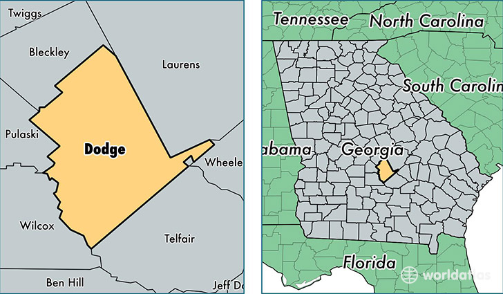 location of Dodge county on a map