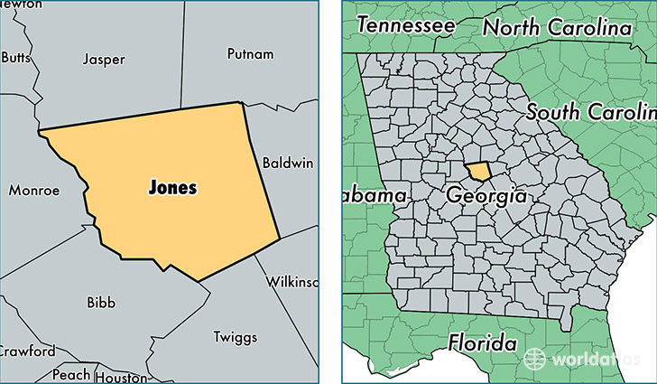 location of Jones county on a map