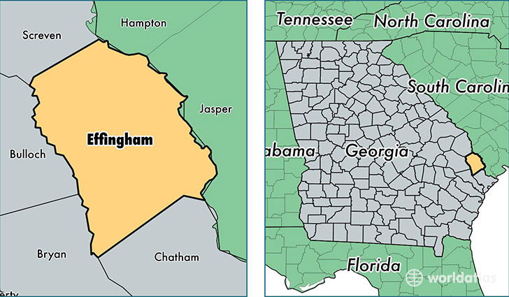 location of Effingham county on a map