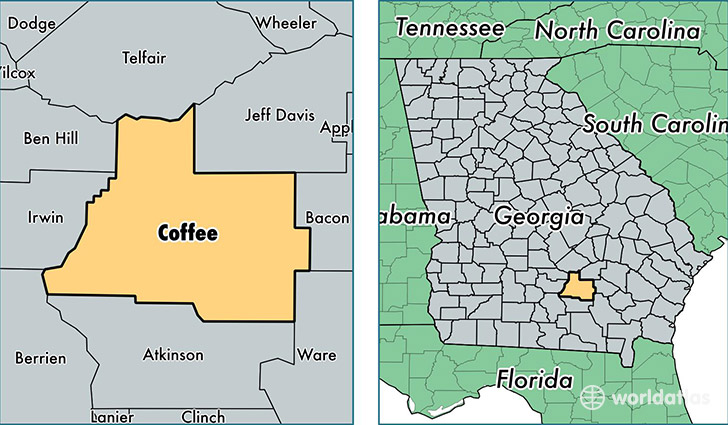 location of Coffee county on a map