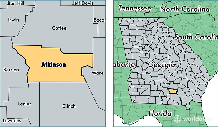 location of Atkinson county on a map