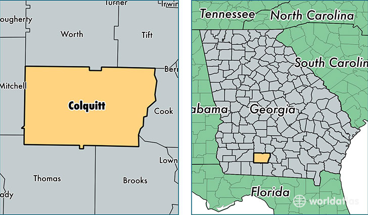 location of Colquitt county on a map