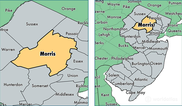 location of Morris county on a map