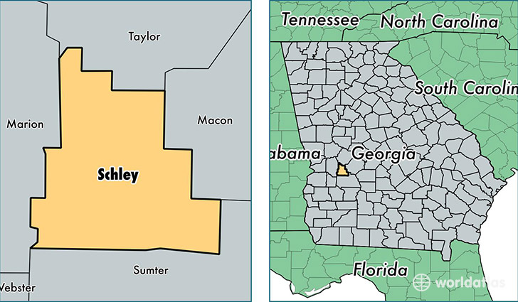 location of Schley county on a map