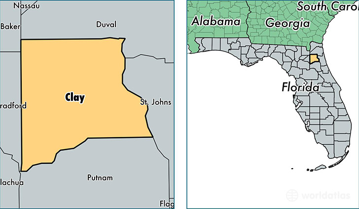 location of Clay county on a map