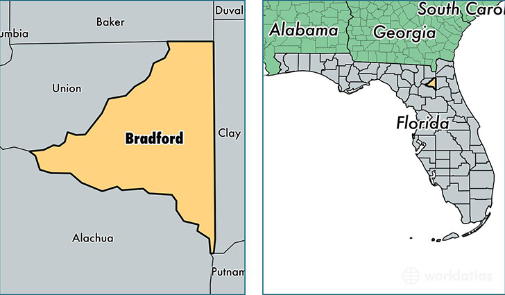 location of Bradford county on a map