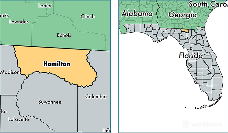 location of Hamilton county on a map