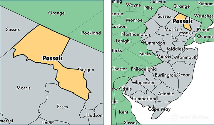 location of Passaic county on a map