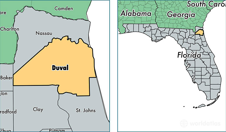 Duval County, Florida / Map of Duval County, FL / Where is Duval 