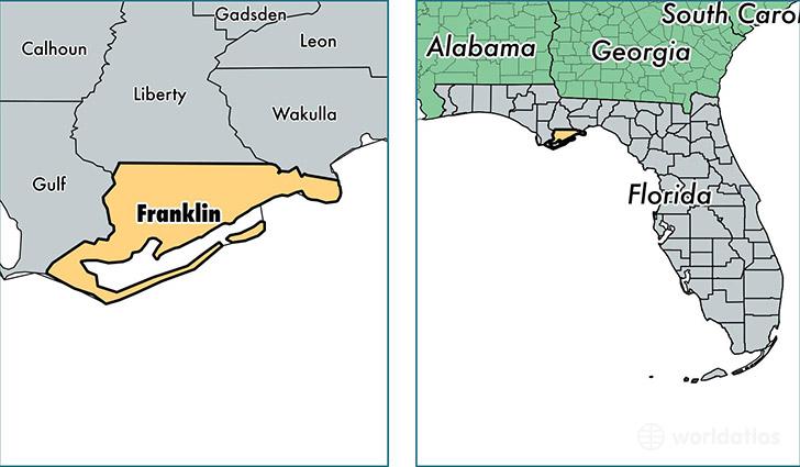 location of Franklin county on a map