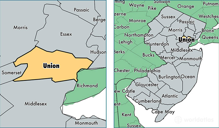 location of Union county on a map