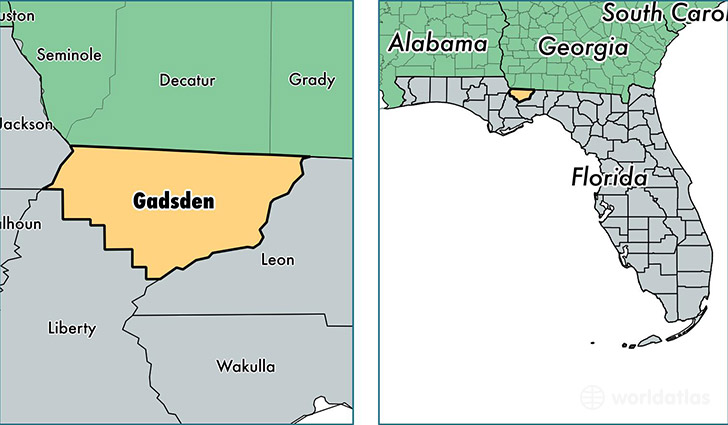 location of Gadsden county on a map