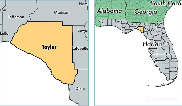 location of Taylor county on a map