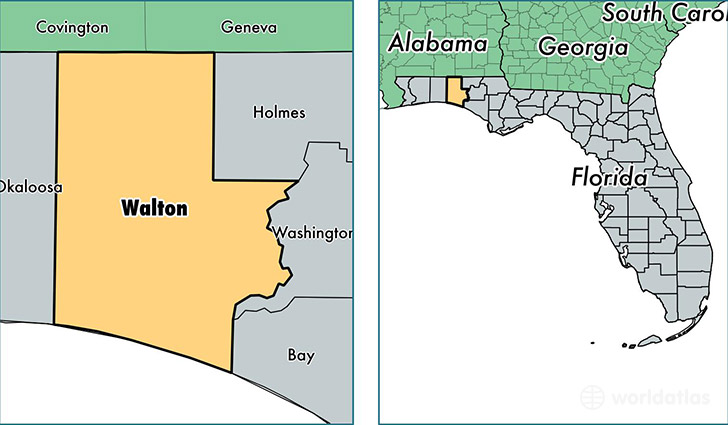 location of Walton county on a map