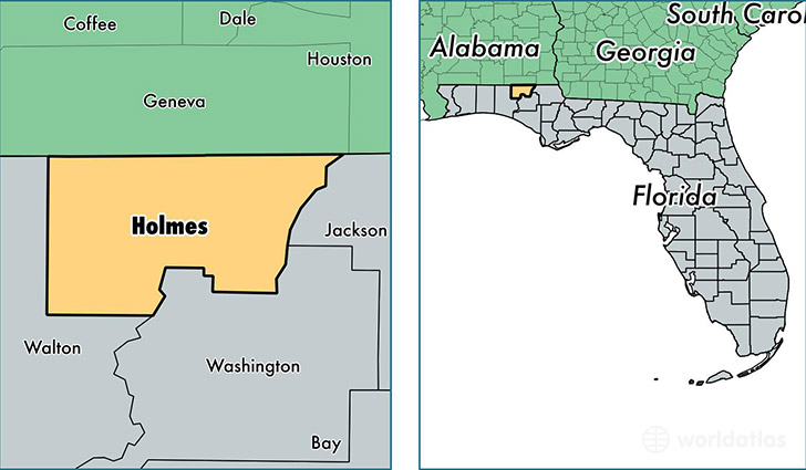 location of Holmes county on a map