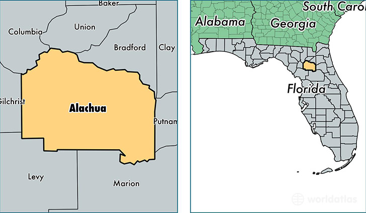 location of Alachua county on a map