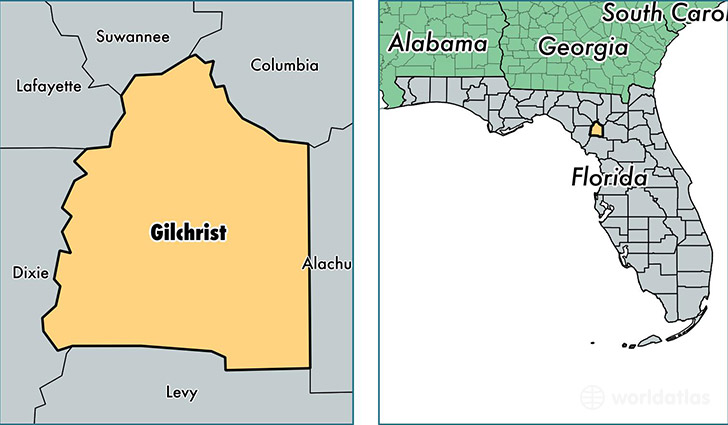 location of Gilchrist county on a map