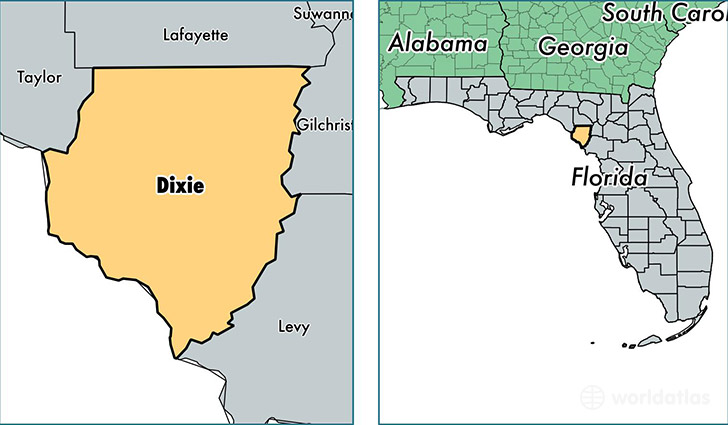 location of Dixie county on a map
