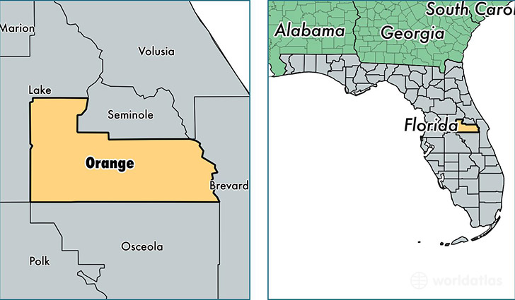 location of Orange county on a map