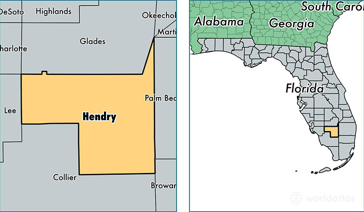location of Hendry county on a map