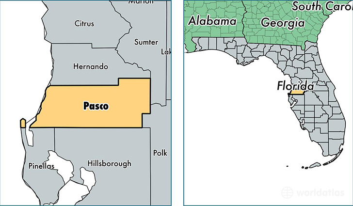location of Pasco county on a map