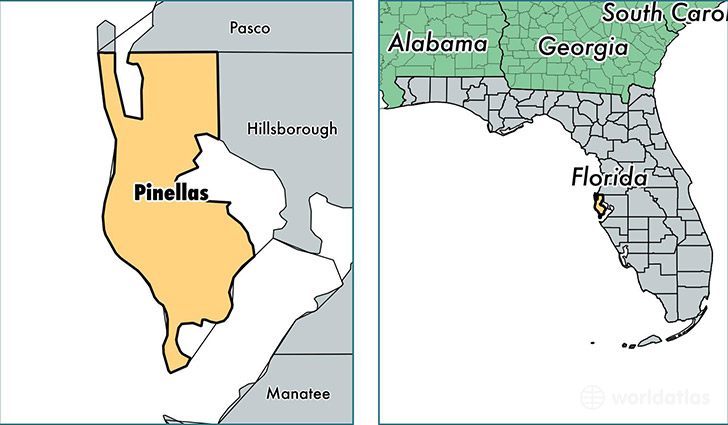 location of Pinellas county on a map