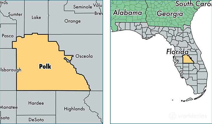 location of Polk county on a map