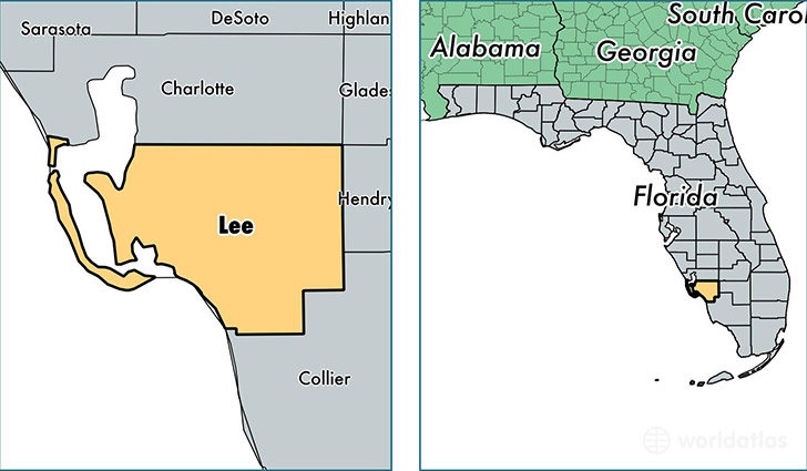 location of Lee county on a map