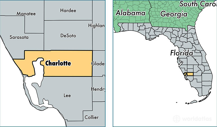 location of Charlotte county on a map