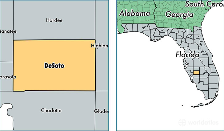 location of DeSoto county on a map