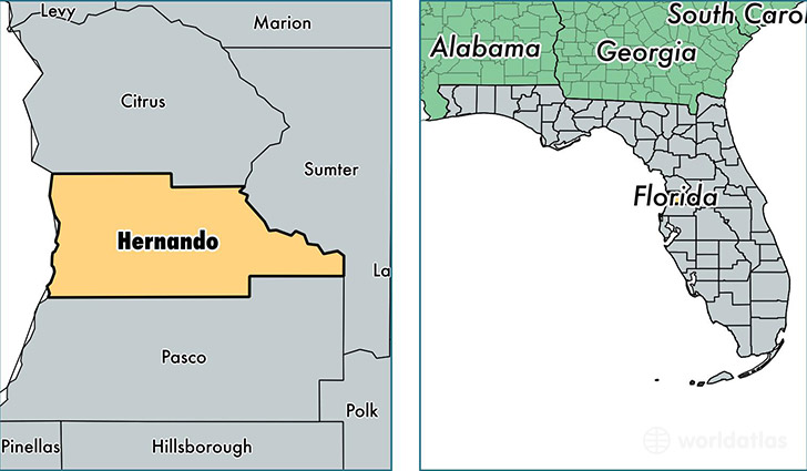 location of Hernando county on a map