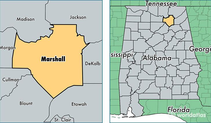 location of Marshall county on a map