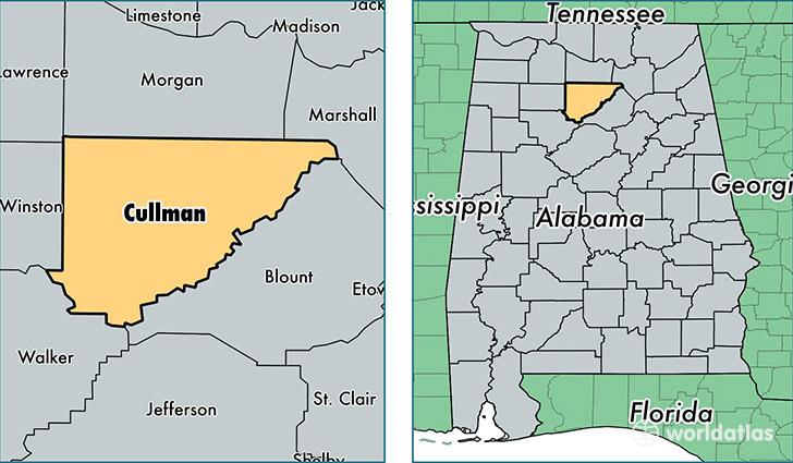 location of Cullman county on a map