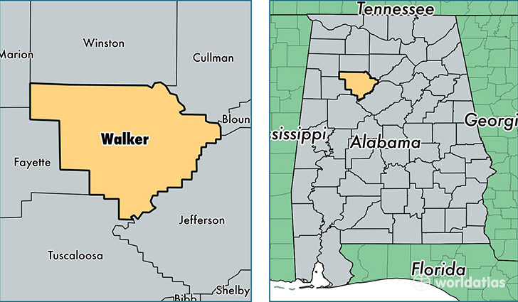 location of Walker county on a map