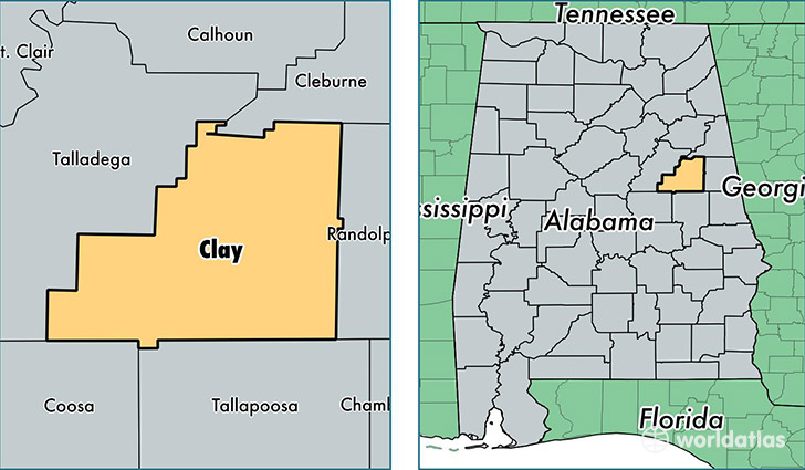 location of Clay county on a map