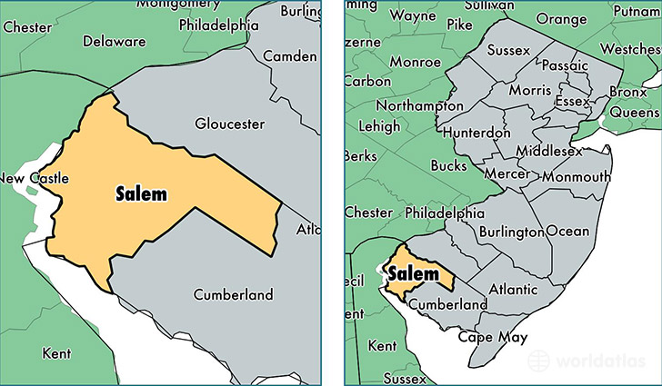 location of Salem county on a map