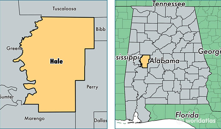 location of Hale county on a map