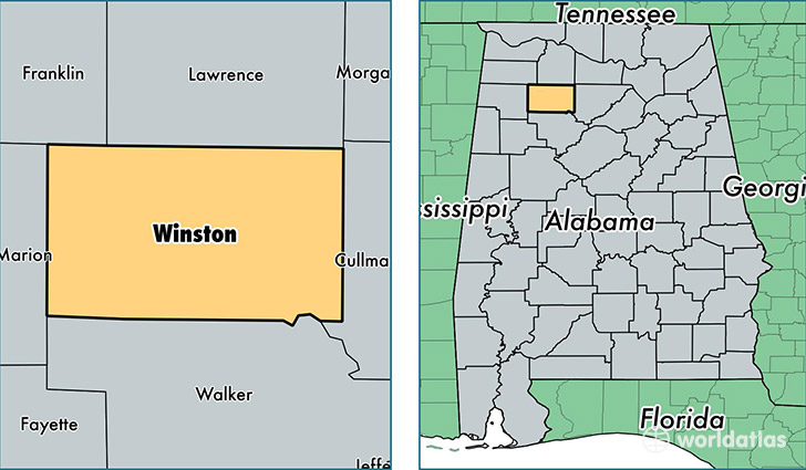 location of Winston county on a map