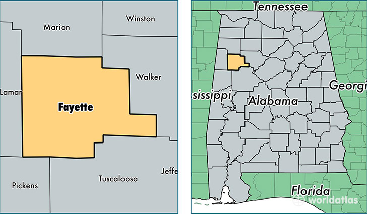 location of Fayette county on a map