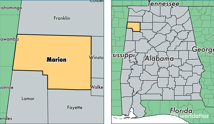 location of Marion county on a map