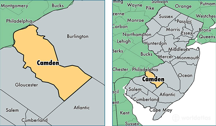 location of Camden county on a map