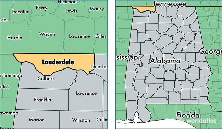location of Lauderdale county on a map