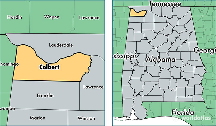 location of Colbert county on a map