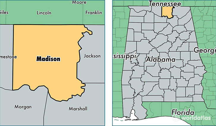 location of Madison county on a map