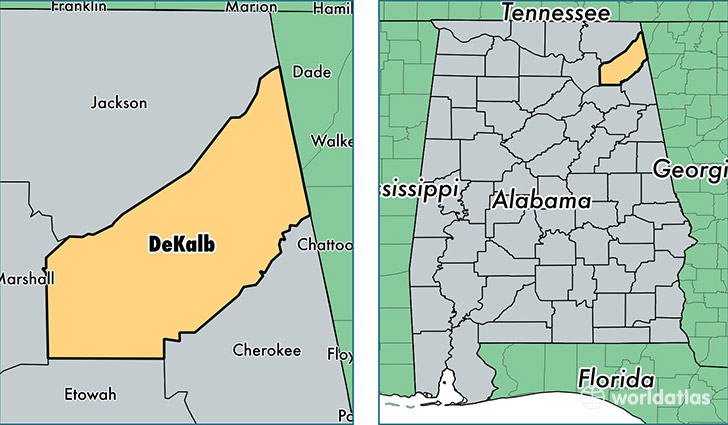 location of DeKalb county on a map