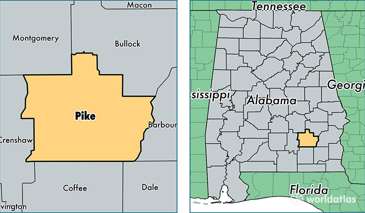 location of Pike county on a map