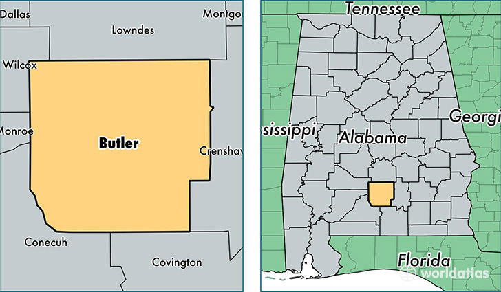 location of Butler county on a map